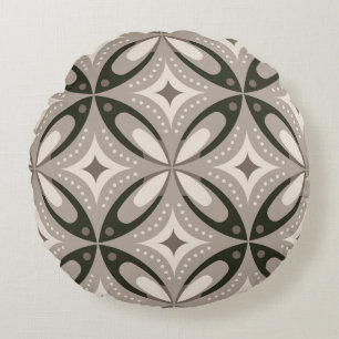 Coussins Ronds Formes géométriques rétro beige et marron