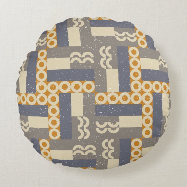 Coussins Ronds Formes géométriques rétro, motif moderne (Devant)