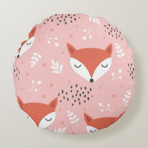 Coussins Ronds Fox Fun : Motif de forêt mignon