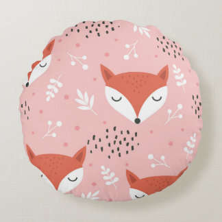 Coussins Ronds Fox Fun : Motif de forêt mignon
