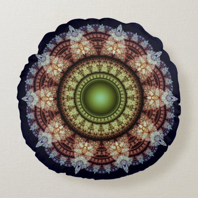 Coussins Ronds fractale orientale ornement splendide (Devant)
