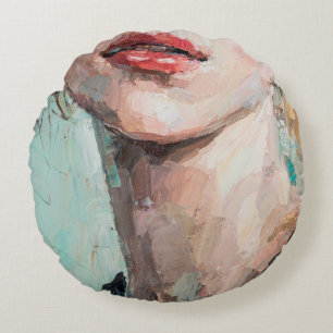Coussins Ronds Fragment de peinture artistique. Portrait d'une fi
