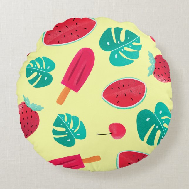 Coussins Ronds Fraise feuille (Devant)