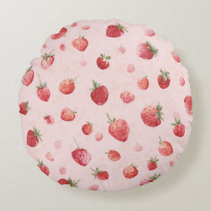 Coussins Ronds Fraises Fruits Rouges Roses