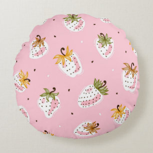 Coussins Ronds Fraises mignonnes vintage motif sans joint. Fruit