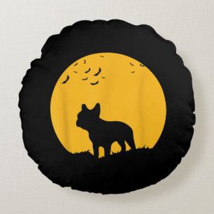 Coussins Ronds Français Bulldog Moon Halloween Conception inspiré