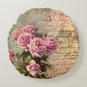 Coussins Ronds francais chic, shabby chic, roses roses roses, flo