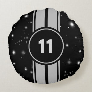 Coussins Ronds Frappe de course noir et argent