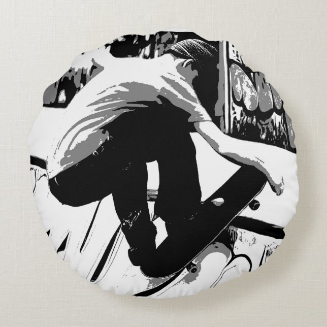Coussins Ronds Frapper la rampe - Skateboardeur (Dos)