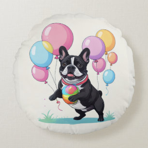 Coussins Ronds French Bulldog Jour heureux Bouledogue français 