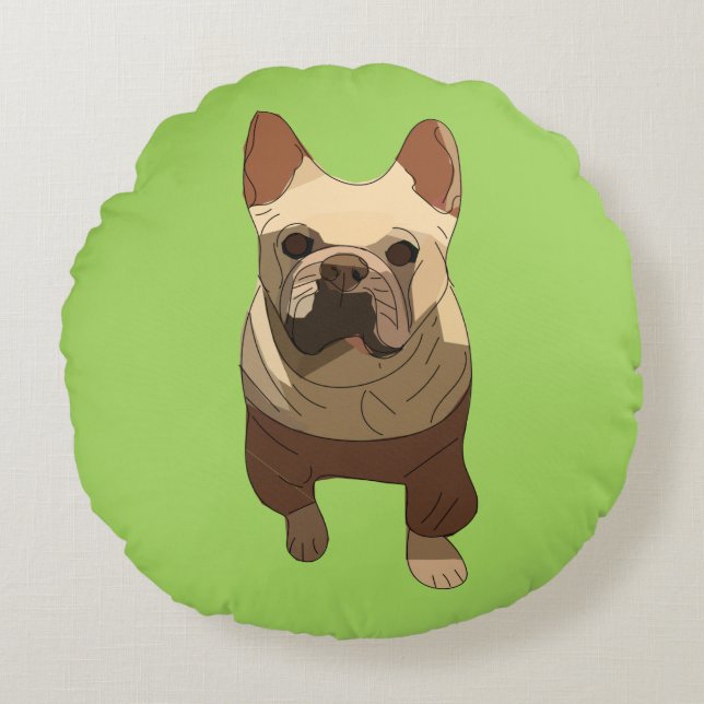 Coussins Ronds French Bulldog, Lime Green (Devant)
