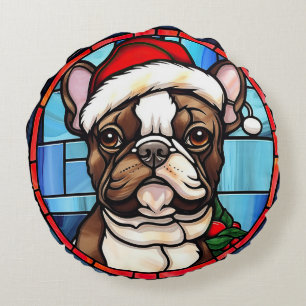 Coussins Ronds French Bulldog Vitrail Christmas