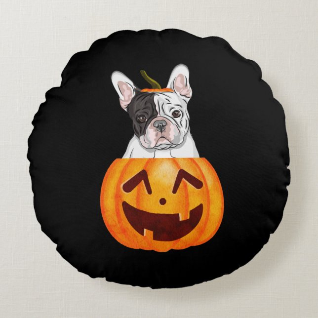Coussins Ronds Frenchie Halloween (Devant)