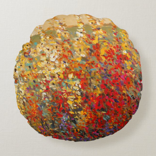 Coussins Ronds Fresque du jardin lumineux des Fleurs sauvages du  (Devant)