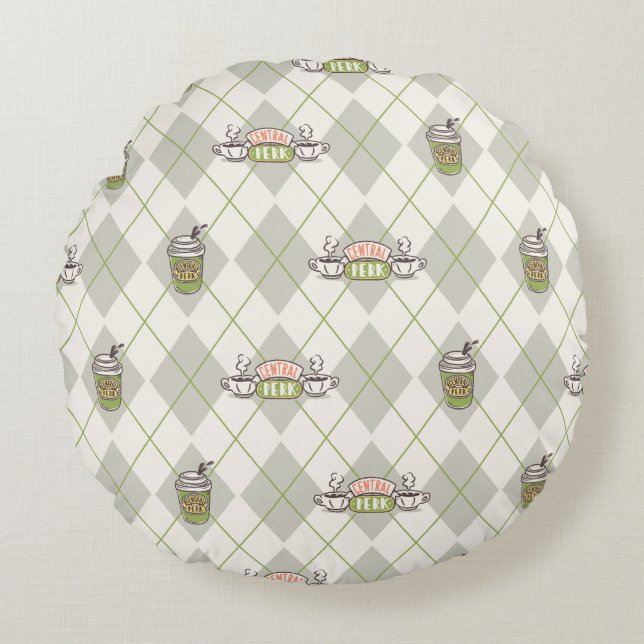 Coussins Ronds FRIENDS™  | Central Perk Motif Argyle (Devant)