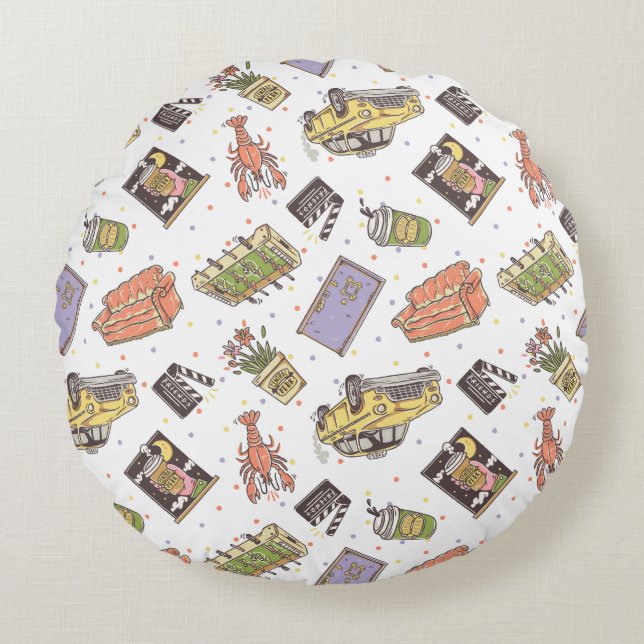 Coussins Ronds FRIENDS™ | Motif à pois et icônes (Devant)