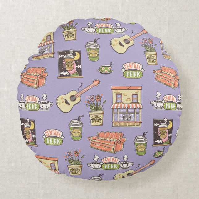 Coussins Ronds FRIENDS™ | Motif d'icône violet (Devant)