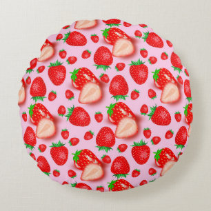 Coussins Ronds Fruit Fraise En Couleur Rose