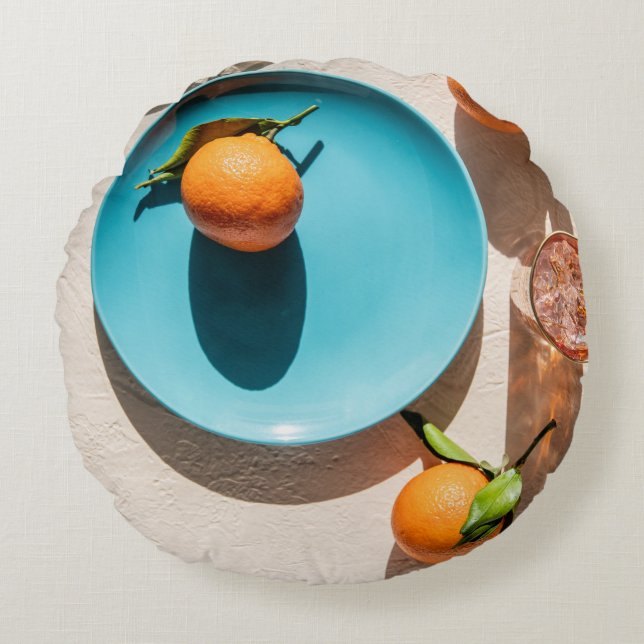 Coussins Ronds Fruit orange dans l'assiette (Devant)