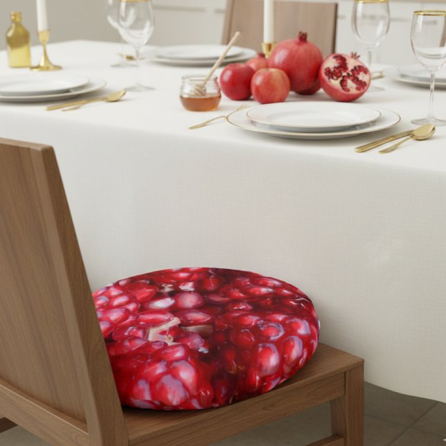 Coussins Ronds Fruit Rouge Juteux - Graines de Grenade (Créateur téléchargé)