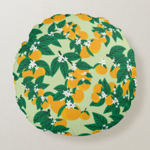 Coussins Ronds Fruit vintage à l'orange avec couteaux arrière - p