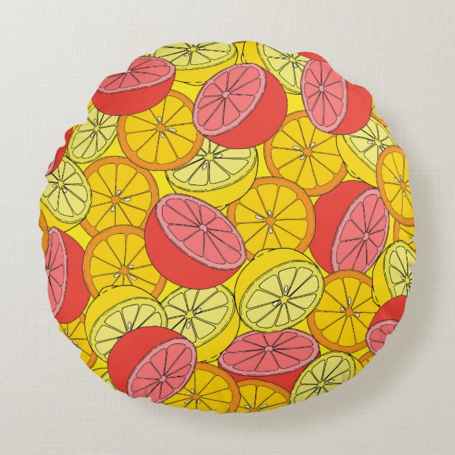 Coussins Ronds Fruits d'agrumes Motif transparent (Devant)