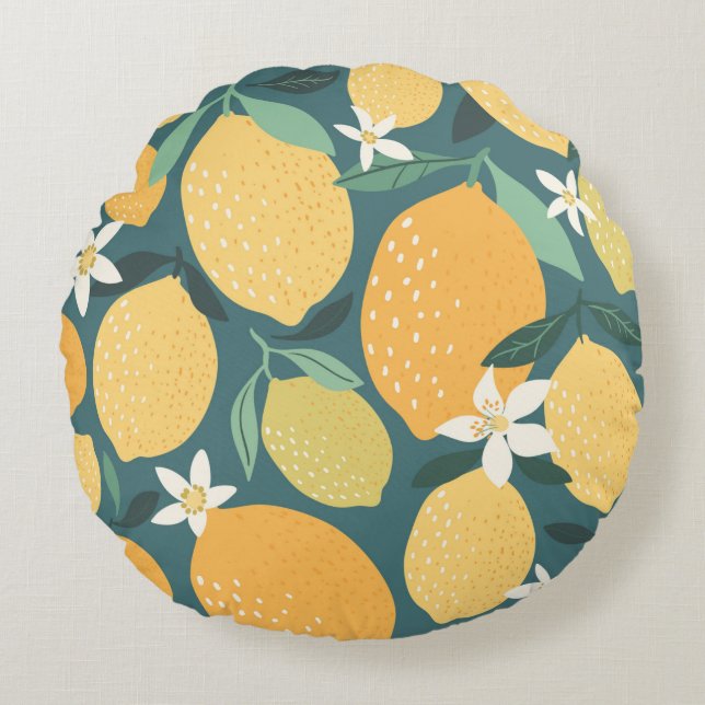 Coussins Ronds Fruits de citron sans soudure motif (Devant)