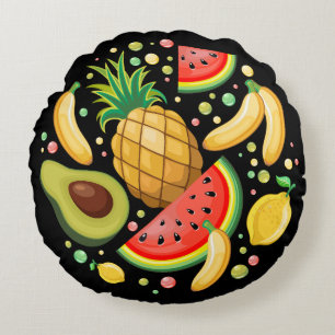 Coussins Ronds Fruits d'été frais Motif