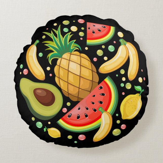 Coussins Ronds Fruits d'été frais Motif (Devant)