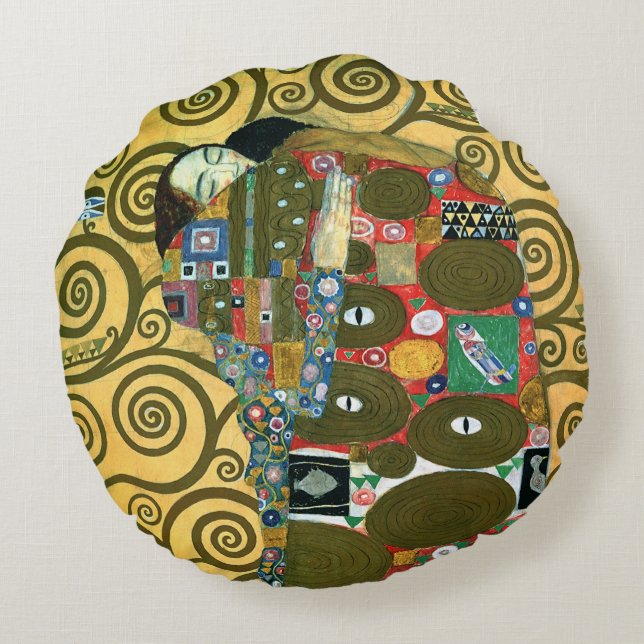 Coussins Ronds Fulfillment aka The Embrace par Gustav Klimt (Dos)
