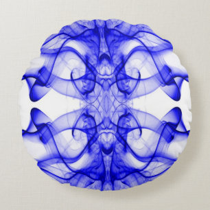 Coussins Ronds Fumée bleue symétrique minimaliste blanc