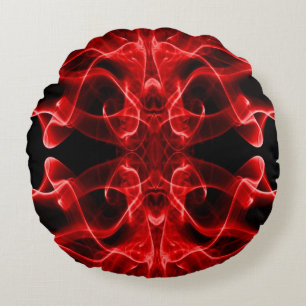 Coussins Ronds Fumée rouge minimaliste symétrique noir