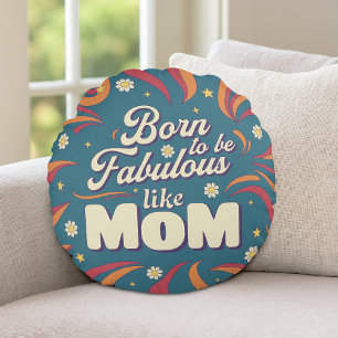 Coussins Ronds Fun Retro Vintage Psychedelic Maman Citation Typog