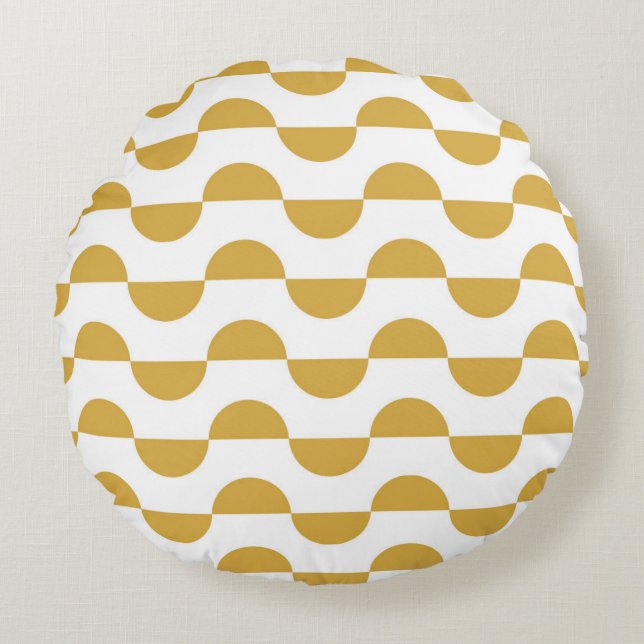 Coussins Ronds Fun Retro Wavy Semi Cercle Jaune (Devant)