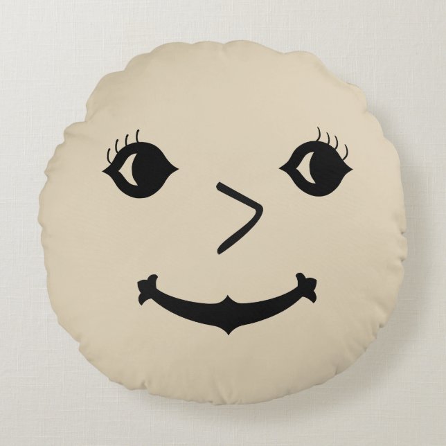 Coussins Ronds Fun Souriant Face Dame Reversible (Devant)