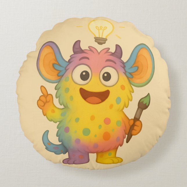 Coussins Ronds Funkel Kissen – La créature créative de TDAH (Devant)