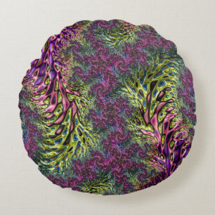 Coussins Ronds Funky Groovy Abstrait Numérique Art Fractal