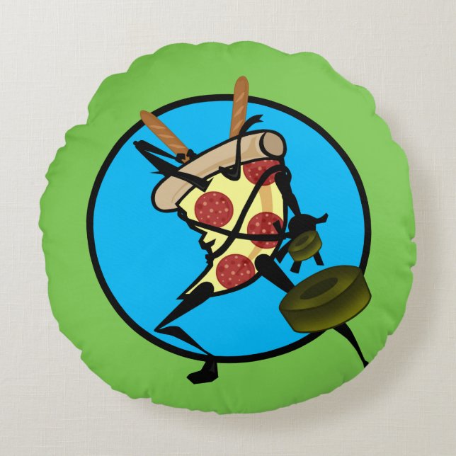 COUSSINS RONDS FUNNY GRAPHIC NINJA PIZZA ROUND THROW PILLOW (Devant)