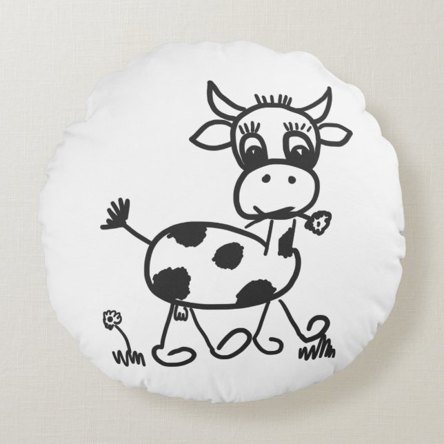 Coussins Ronds Funny Little Cow (Devant)