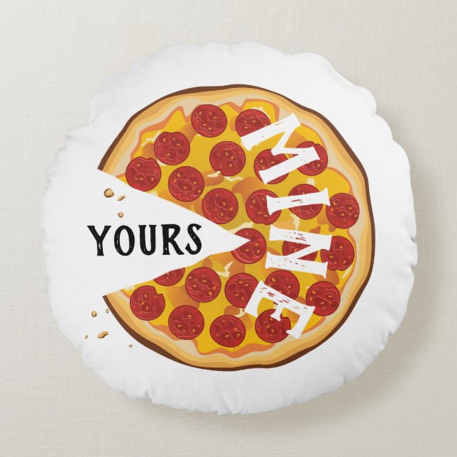 Coussins Ronds Funny pepperoni pizza mignonne rouge jaune (Devant)