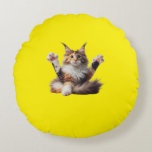 Coussins Ronds Funny Stretching Maine Coon Kitten Photo<br><div class="desc">This adorable and hilarious photo captures a Maine Coon kitten in a dramatic stretch — paws out,  eyes closed,  pure kitten zen! Perfect for anyone who loves cats,  smiles,  and cute moments. Ideal for gifts,  mugs,  T-shirts,  and more.</div>