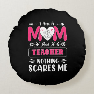 Coussins Ronds Funny Teacher Maman, Teacher Maman Funny