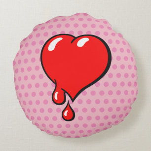 Coussins Ronds Funny Vintage Red Bleeding Heart Liberal Pop Art