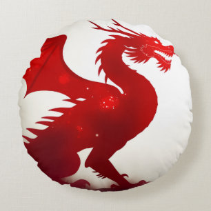 Coussins Ronds Furie du dragon cramoisi