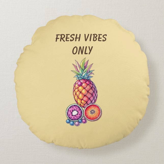 Coussins Ronds Fusion de Fruits Tropicaux (Devant)