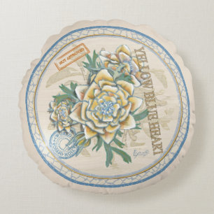 Coussins Ronds G Bureau de la création Fleur jaune