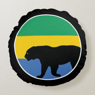 Coussins Ronds Gabon Drapeau animal léopard noir du Gabon