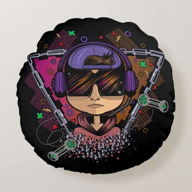 Coussins Ronds Gamer Boy (Devant)