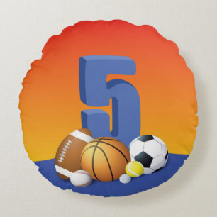 Coussins Ronds Garçon 5e anniversaire Sports Balls