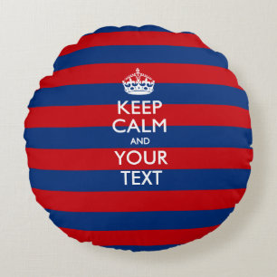 Coussins Ronds GARDEZ CALME et votre texte sur les bandes bleues